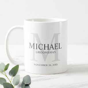 Mug Masculine Monogramme personnalisé et nom Groomsmen