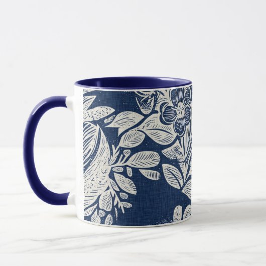 Mug Masculine Navy effet bleu Indigo Floral partout (Gauche)