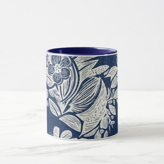 Mug Masculine Navy effet bleu Indigo Floral partout (Centre)