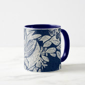 Mug Masculine Navy effet bleu Indigo Floral partout (Devant droit)