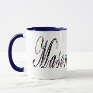 Mug Mason, Nom, Logo, Bleu Combo Café Mug.