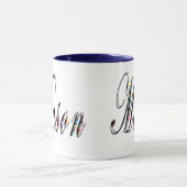 Mug Mason, Nom, Logo, Bleu Combo Café Mug. (Centre)