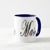 Mug Mason, Nom, Logo, Bleu Combo Café Mug. (Devant droit)