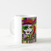 Mug Masque à plumes de Mardi Gras psychédélique (Devant gauche)