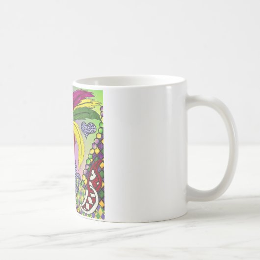 Mug Masque à plumes de Mardi Gras psychédélique (Droite)