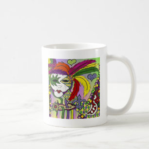 Mug Masque à plumes de Mardi Gras psychédélique