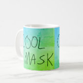 Mug Masque cool Original écriture manuscrite bleu et v (Devant gauche)