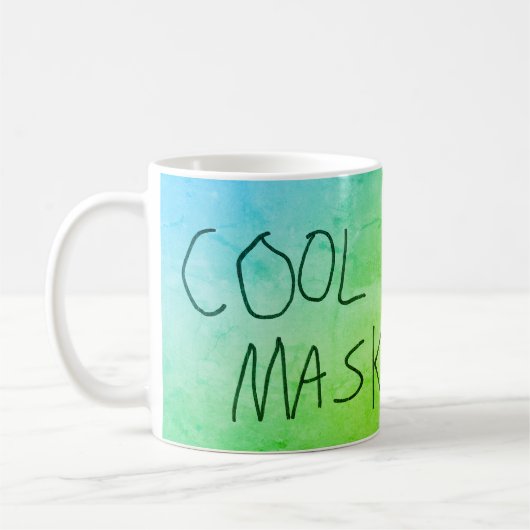 Mug Masque cool Original écriture manuscrite bleu et v (Gauche)