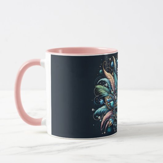 Mug Masque de bijoux à plumes Boho Masquerade (Gauche)