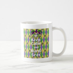 Mug Masque de bouffon Garder son calme et Mardi Gras