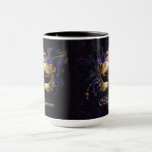 Mug Masque de Mascarade Or Violet Noir Cadeau de Nom M (Centre)