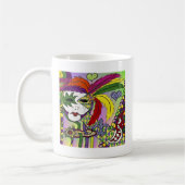 Mug Masque de plumes de Mardi Gras psychédélique (Gauche)