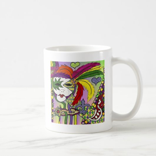 Mug Masque de plumes de Mardi Gras psychédélique (Droite)