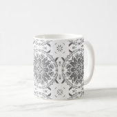 Mug Masque d'ornement de folklore blanc et gris (Devant droit)