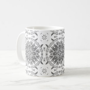 Mug Masque d'ornement de folklore blanc et gris