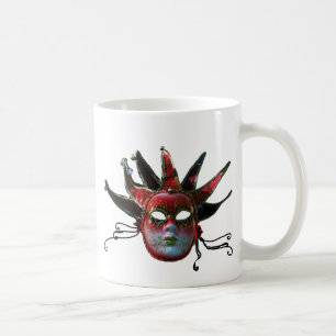 Mug MASQUE JESTER ROUGE NOIR, Fête Mascarade