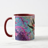 Mug MASQUE JESTER ROUGE NOIR Mascarade bleu rose flora (Gauche)