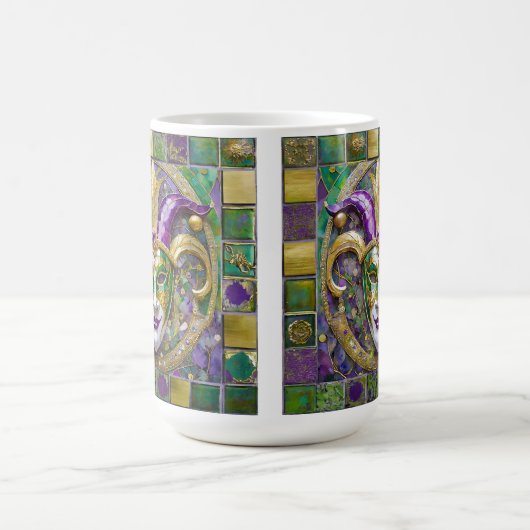 Mug Masque Mardi Gras Jester Vert Or (Centre)