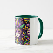Mug Masque Mardi Gras/perles/fleur de lis (Devant droit)