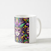 Mug Masque Mardi Gras/perles/fleur de lis (Devant droit)