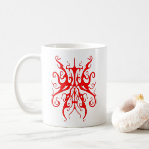 Mug Masque Tribal Rouge Élégant Design Abstrait
