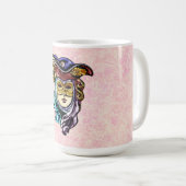 Mug Masquerade Masque sur Dusty Pink Brocade Motif (Devant droit)