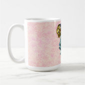 Mug Masquerade Masque sur Dusty Pink Brocade Motif (Gauche)