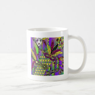 Mug Masques à plumes de Mardi Gras psychédéliques