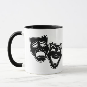 Mug Masques de Comédie et de Tragédie Noir et Blanc In