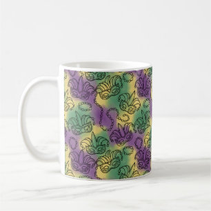Mug Masques et perles de Mardi Gras dans un style de d