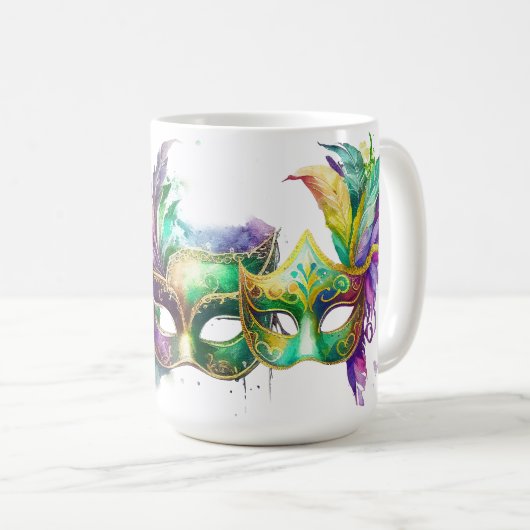 MUG MASQUES MARDI GRAS COLORÉS (Devant droit)