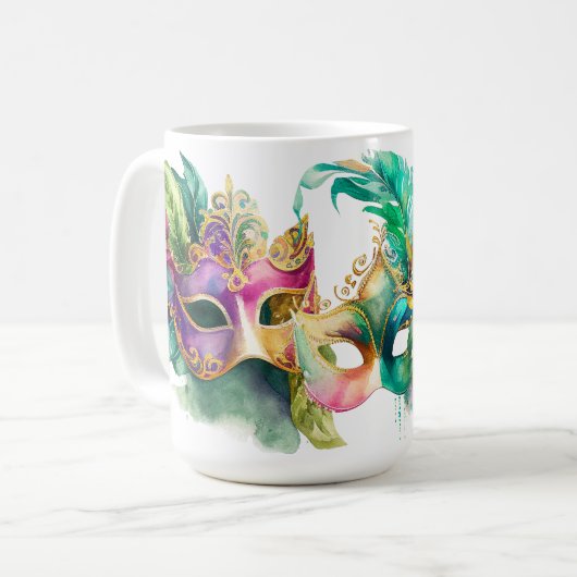 MUG MASQUES MARDI GRAS COLORÉS (Devant gauche)