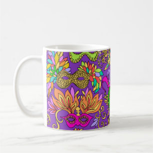 Mug Masques Mardi Gras violet vert brillant
