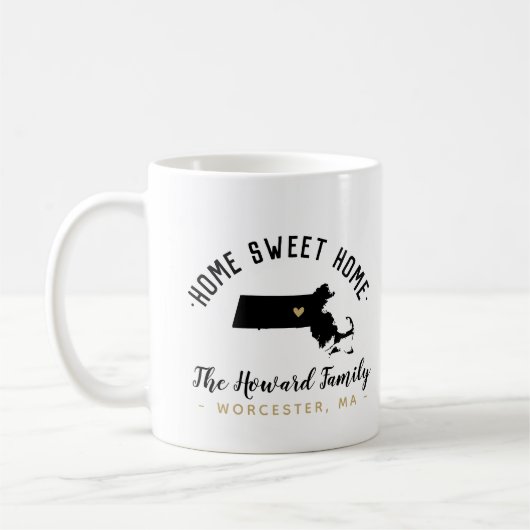 Mug Massachusetts Home Sweet Home Famille Monogramme M (Gauche)
