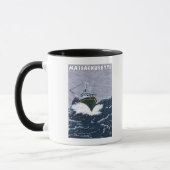 Mug MassachusettsCrabe Plage de bateaux de pêche (Gauche)
