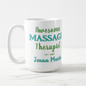Mug Massage amusant Thérapeute Texte Turquoise Art (Gauche)