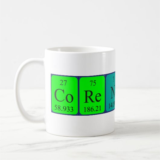 Mug Masse de nom de table périodique Corentin (Gauche)