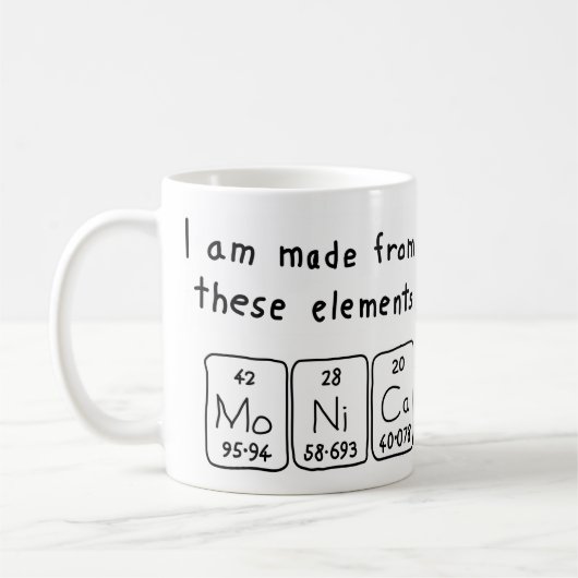 Mug Masse de nom de table périodique Monica (Gauche)