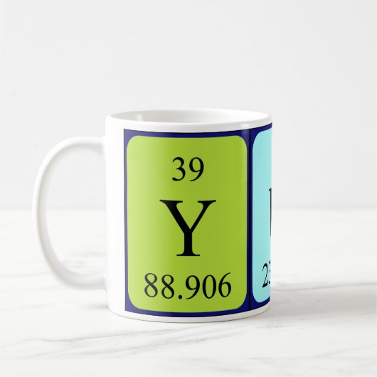 Mug Masse de nom de table périodique Yuna (Gauche)
