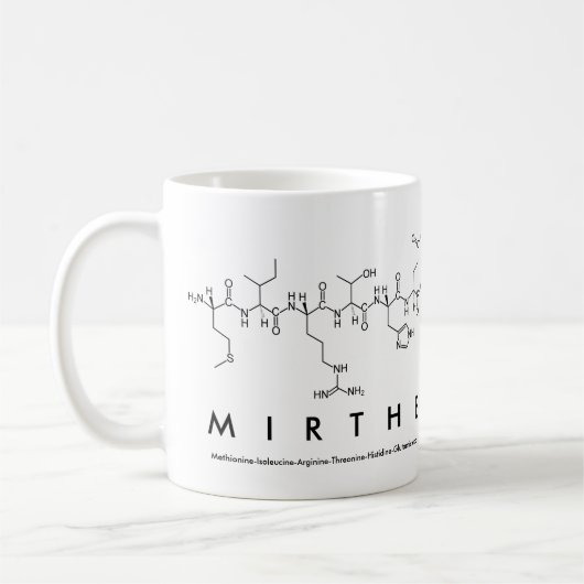Mug Masse du nom du peptide Mirthe (Gauche)