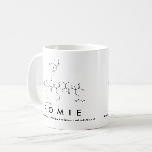 Mug Masse du nom du peptide ROMIE (Devant gauche)