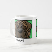 Mug Mastiff Brindle carré de bande dessinée (Devant gauche)