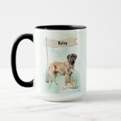 Mug Mastiff Watercolor Personalized Dog (Gauche)