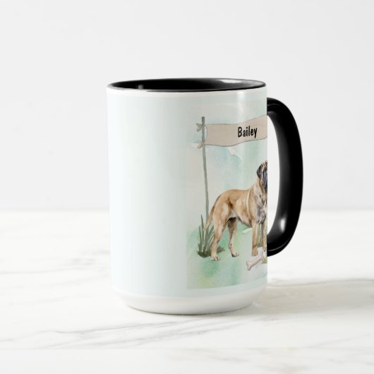 Mug Mastiff Watercolor Personalized Dog (Devant droit)