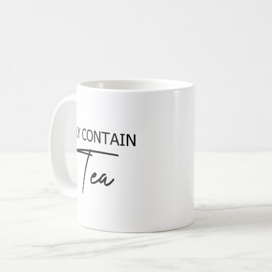 Mug Mat Contient Thé - Typographie Script Citation (Devant gauche)