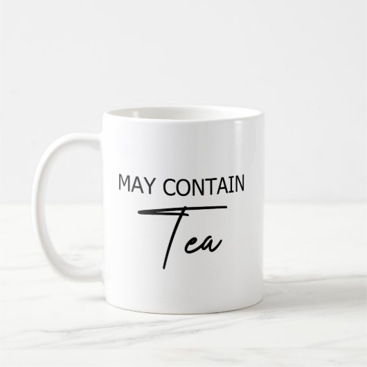 Mug Mat Contient Thé - Typographie Script Citation (Gauche)