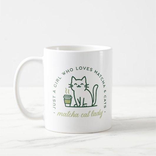 Mug Matcha and cat lover funny just a girl kawaii (Gauche)