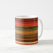 Mug Matériau Textile Rayures Rouge Orange et Vert (Devant droit)