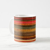 Mug Matériau Textile Rayures Rouge Orange et Vert (Devant gauche)