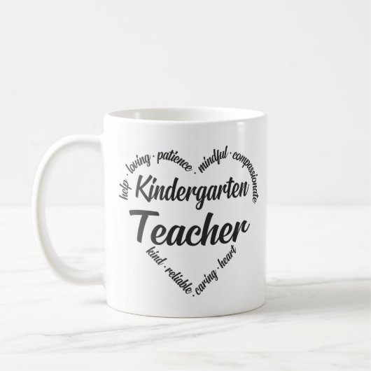 Mug Maternelle Enseignant Coeur Mot Cloud (Gauche)
